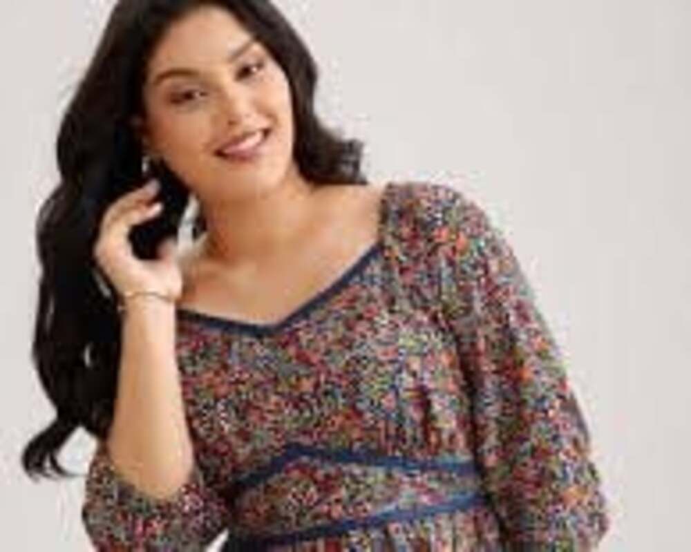Plus Size 30 6x BloomChic Ditsy Floral BOHO Long Sleeve Peplum Blouse Top
